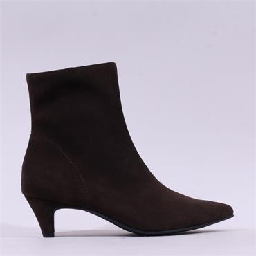 Paul Green Mid Heel Ankle Boot - Brown Suede